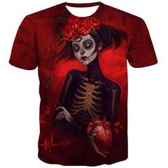 Clown T-shirt Men Skeleton Shirt Print Cosplay T shirts Funny Funny Tshirt Anime Flower T-shirts Graphic Short Sleeve T shirts - KYKU