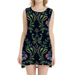 Flower Dress Women Black Korean Style Art Ladies Dresses Vintage Beach Gothic Sexy Womens Clothing Vintage