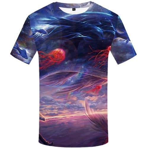 Rainbow T shirts Men Fish Shirt Print Whale Tshirts Casual Animal T-shirts 3d Colorful T shirts Funny Short Sleeve Punk Rock - KYKU