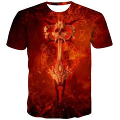 Skull T-shirt Men Clock T shirts Funny Skeleton Tshirts Cool Red T-shirts Graphic Funny T-shirts 3d Short Sleeve Punk Rock - KYKU