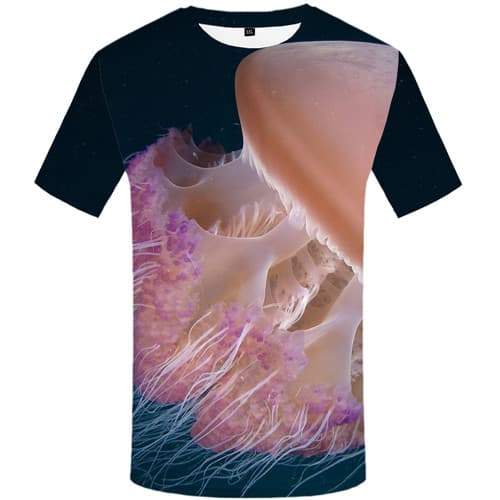 Jellyfish T-shirt Men Harajuku Tshirt Anime Colorful T shirts Funny Ocean T-shirts 3d Short Sleeve summer Men/women New Slim - KYKU
