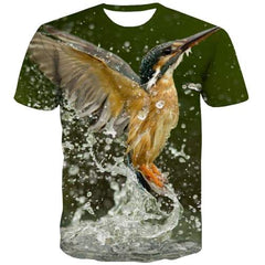 Animal T shirts Men Bird T-shirts Graphic Water Tshirts Cool Funny Tshirts Casual Anime Clothing Shirt Print Short Sleeve - KYKU