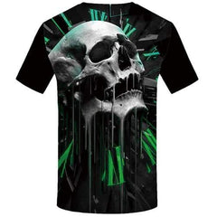 Skull T shirts Men Galaxy Space Tshirts Cool Gray Tshirts Novelty Skeleton T-shirts 3d Punk Tshirt Anime Short Sleeve Full Print - KYKU