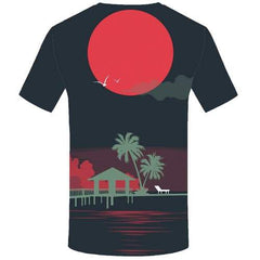 Coconut Tree T-shirt Men Harajuku T-shirts 3d Art Tshirt Printed Graffiti Tshirts Novelty Moon T-shirts Graphic Short Sleeve - KYKU