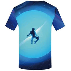 Galaxy Space T-shirt Men Character T-shirts 3d Moon Tshirt Printed Nebula Tshirts Novelty Blue Shirt Print Short Sleeve Fashion - KYKU