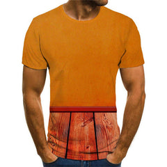 orange floor wind tshirts 4D tshirt special texture Casual men different art costume