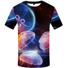 Jellyfish T shirts Men Galaxy Tshirts Casual Colorful Tshirts Novelty Space T-shirts Graphic Psychedelic T-shirts 3d - KYKU