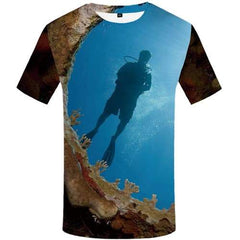 Eye T shirts Men Refraction Tshirts Novelty Fish Tshirts Cool Ocean Tshirt Printed Harajuku Shirt Print Short Sleeve T shirts - KYKU