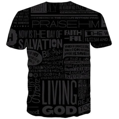 black letters tshirt Hip hop tshirt 3D special texture Cool different art costume men