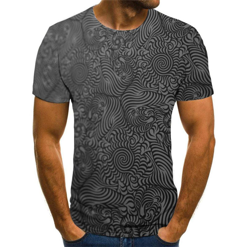 
black tiger pattern shirts special texture top tee art costume different men Casual
                