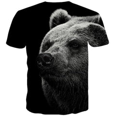 Bear T-shirt Men Russia Shirt Print Funny Tshirts Casual Black Tshirts Cool Harajuku T shirts Funny Short Sleeve Full Print - KYKU