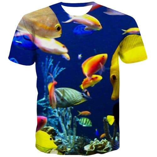 Fish T-shirt Men Carp Tshirt Printed Animal Shirt Print Ocean Tshirt Anime Harajuku T-shirts Graphic Short Sleeve Full Print - KYKU