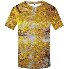 Forest T-shirt Men Tree Tshirts Novelty Harajuku Tshirts Casual Yellow T-shirts 3d Gothic T-shirts Graphic Short Sleeve Hip hop - KYKU