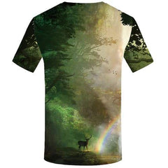 Deer T shirts Men Animal T shirts Funny Rainbow Tshirts Cool Forest Tshirt Printed Harajuku T-shirts 3d Short Sleeve summer - KYKU