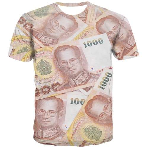 Thai Baht T shirts Men Money T shirts Funny Thailand T-shirts 3d Character Tshirts Casual Harajuku T-shirts Graphic Short Sleeve - KYKU