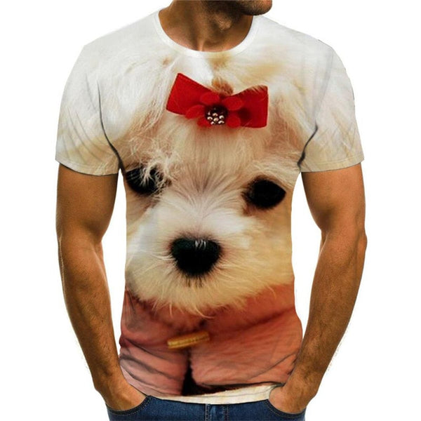 Little White dog t shirt Hip hop tshirt 3D Puppy Cute Pets big Smart dogs art costume Casual man