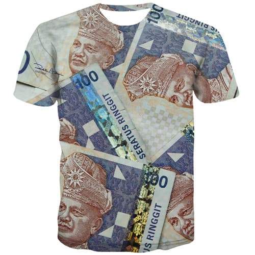 Malaysian Ringgit T shirts Men Money Shirt Print Malaysia Tshirt Printed Harajuku T-shirts 3d Retro T shirts Funny Short Sleeve - KYKU