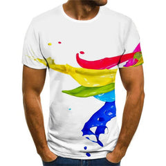 tshirt abstract  personality Casual shirt 3D  art costume men's fun geometric colorful art Casual