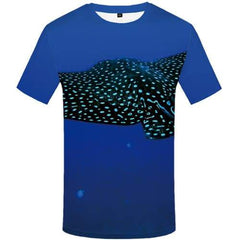 Fish T-shirt Men Blue Tshirts Novelty Animal Shirt Print Tropical T shirts Funny Gothic T-shirts Graphic Short Sleeve Hip hop - KYKU