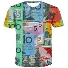 Australian Dollar T shirts Men Money Shirt Print Australia Tshirts Casual Colorful Tshirts Novelty Abstract Tshirt Anime - KYKU