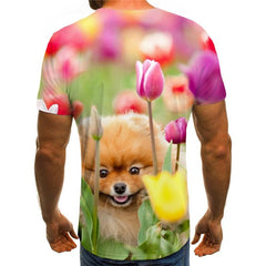 dog t shirts Puppy Cute animal top tee male art costume Casual big Smart dogs