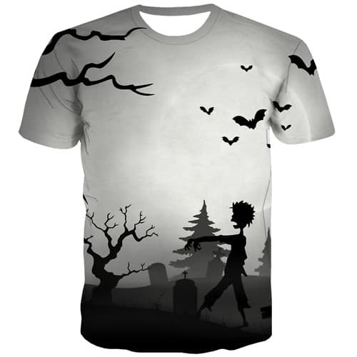 Halloween T-shirt Men Bat T-shirts Graphic Moon Tshirts Cool Terror Shirt Print Harajuku T shirts Funny Short Sleeve Hip hop - KYKU