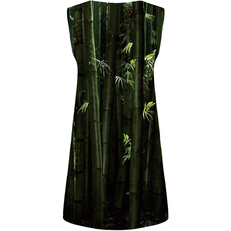 
Bamboo Dress Women Forest Party Green Office Leaf Tank Harajuku Boho Womens Clothing Vintage
                