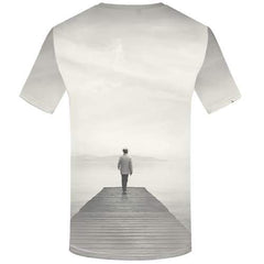 Character T-shirt Men Mountain Tshirt Printed Harajuku T shirts Funny Art T-shirts Graphic Gray Tshirt Anime Short Sleeve - KYKU