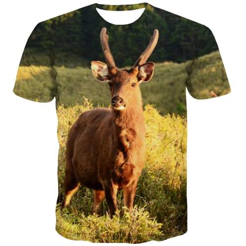 Deer T shirts Men Animal T shirts Funny Christmas Tshirt Anime Hip Hop Tshirts Casual Harajuku T-shirts 3d Short Sleeve summer - KYKU