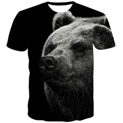 Bear T-shirt Men Russia Shirt Print Funny Tshirts Casual Black Tshirts Cool Harajuku T shirts Funny Short Sleeve Full Print - KYKU