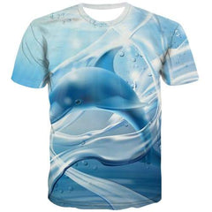 Dolphin T shirts Men Animal Tshirt Anime White Tshirts Casual Ocean Shirt Print Harajuku T shirts Funny Short Sleeve Hip hop Men - KYKU