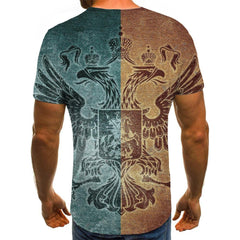 blue-yellow symmetrical totem tshirt Casual special texture Casual different art costume men