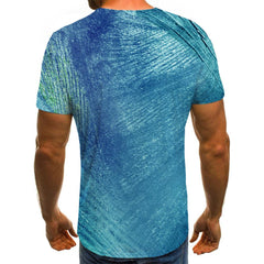 blue gradient irregular texture shirt special texture tee shirt different Cool art costume men