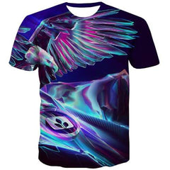 Psychedelic T shirts Men Abstract Tshirts Cool Metal Shirt Print Rock Tshirt Printed Dizziness T-shirts Graphic Short Sleeve - KYKU