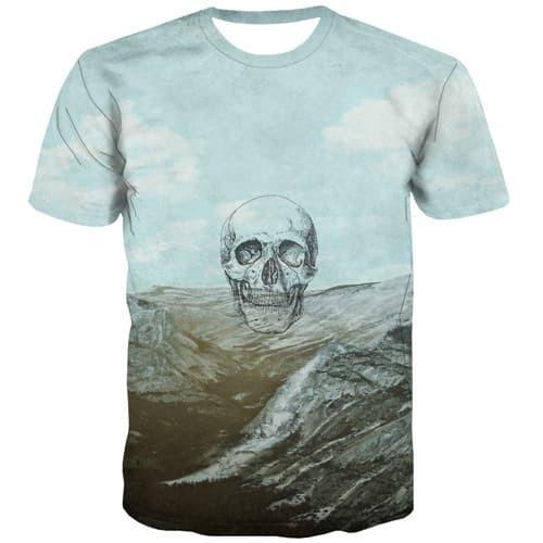 Skull T shirts Men Painting T-shirts Graphic Sky Tshirt Printed Art Tshirts Cool Funny Tshirt Anime Short Sleeve Hip hop Mens - KYKU