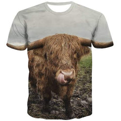 Cattle T-shirt Men Animal T-shirts Graphic Harajuku Tshirt Anime Funny Tshirts Casual Lovely Tshirts Cool Short Sleeve Hip hop - KYKU