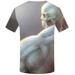 Skull T shirts Men Harajuku Shirt Print Gray T shirts Funny Muscle Tshirt Printed Punk Rock Tshirts Novelty Short Sleeve Fashion - KYKU
