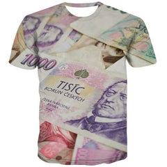 Money T-shirt Men Harajuku Tshirts Novelty Czech Republic Tshirt Anime Abstract Shirt Print Gothic T-shirts 3d Short Sleeve - KYKU
