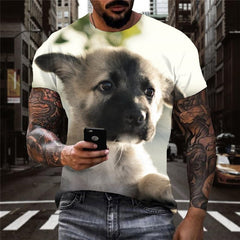 shirt dog Puppy Cute animal Novelty 3D shirt Cool art costume male big Smart dogs