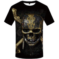 Skull T shirts Men Metal Tshirt Printed Black Tshirts Cool Mechanical Tshirt Anime Gothic Tshirts Novelty Short Sleeve T shirts - KYKU