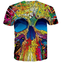Psychedelic T-shirt Men Skull Shirt Print Colorful T-shirts Graphic Abstract Tshirts Casual Street Tshirt Printed Short Sleeve - KYKU