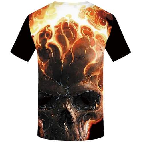
Skull T-shirt Men Flame Tshirts Cool Punk Rock Tshirt Printed Gothic Shirt Print Short Sleeve Hip hop Men/women Tops Slim Rock - KYKU
                