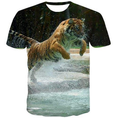 Tiger T shirts Men Animal Tshirt Printed Water Tshirts Casual Hip Hop T-shirts 3d Harajuku Tshirts Cool Short Sleeve Full Print - KYKU