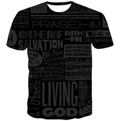 black letters tshirt Hip hop tshirt 3D special texture Cool different art costume men