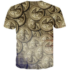 Money T shirts Men France Tshirt Anime Metal Tshirts Novelty Harajuku Tshirts Cool Gothic T-shirts 3d Short Sleeve Punk Rock - KYKU