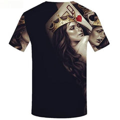 Card T-shirt Men Black Tshirts Novelty Skull Tshirts Casual Beauty T-shirts 3d King Tshirts Cool Short Sleeve Fashion Men/women