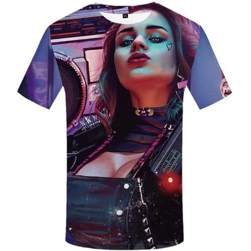 Gun T-shirt Men Beauty Tshirts Novelty Music Tshirts Casual Metal T-shirts 3d Colorful T shirts Funny Short Sleeve Hip hop - KYKU