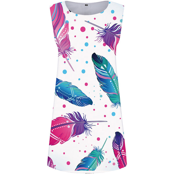 Feather Dress Women Graffiti Sexy Colorful Short Harajuku Korean Style Ink Party Womens Clothing Tassel