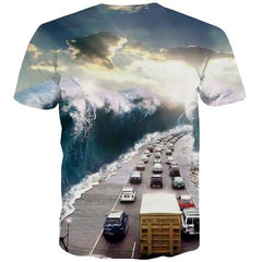 Wave T-shirt Men City Tshirts Cool Sky Tshirts Casual Hip Hop Tshirt Anime Street T-shirts Graphic Short Sleeve summer Men women - KYKU