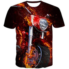 Flame T shirts Men Locomotive Tshirts Casual Punk Shirt Print Rock T-shirts 3d Hip Hop T shirts Funny Short Sleeve Hip hop - KYKU